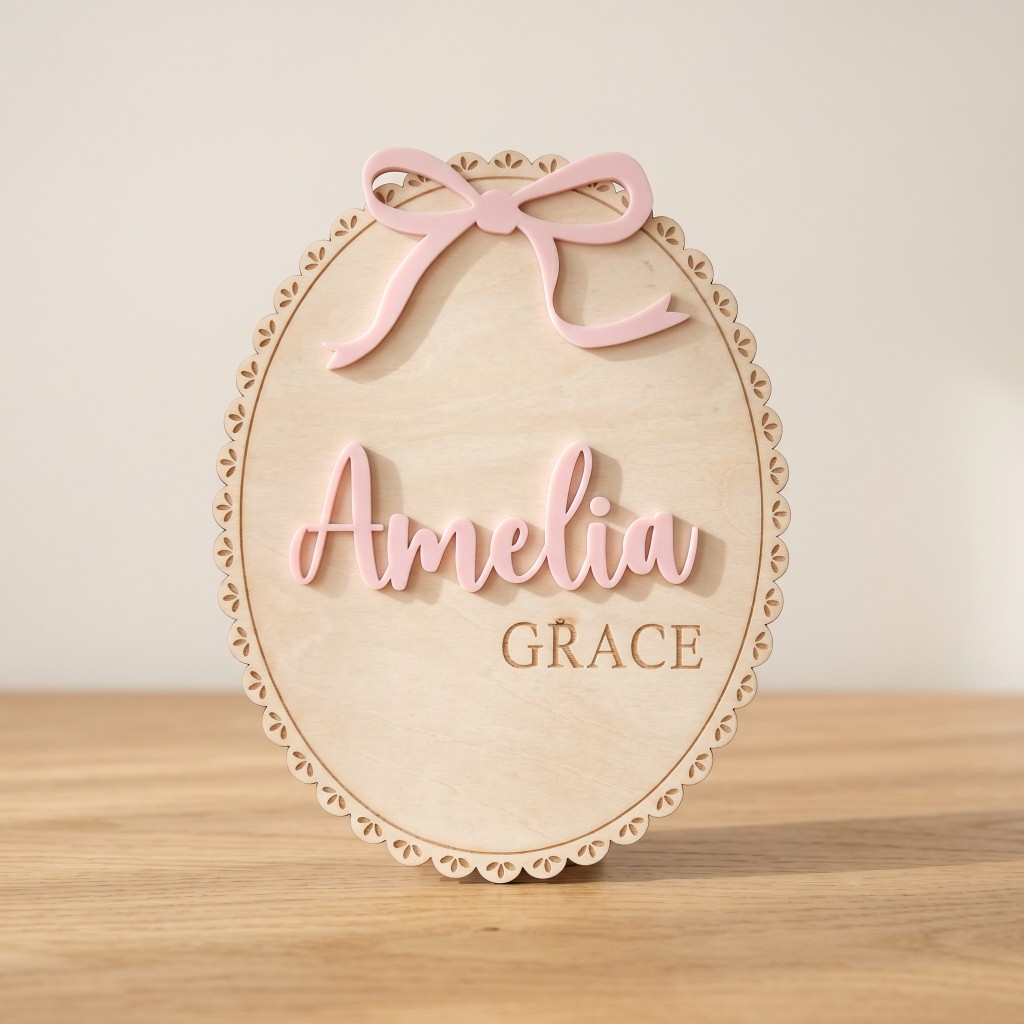 1Pc Custom Bow Lace Edge Baby  - Woodworking Laser ulasan dan harga