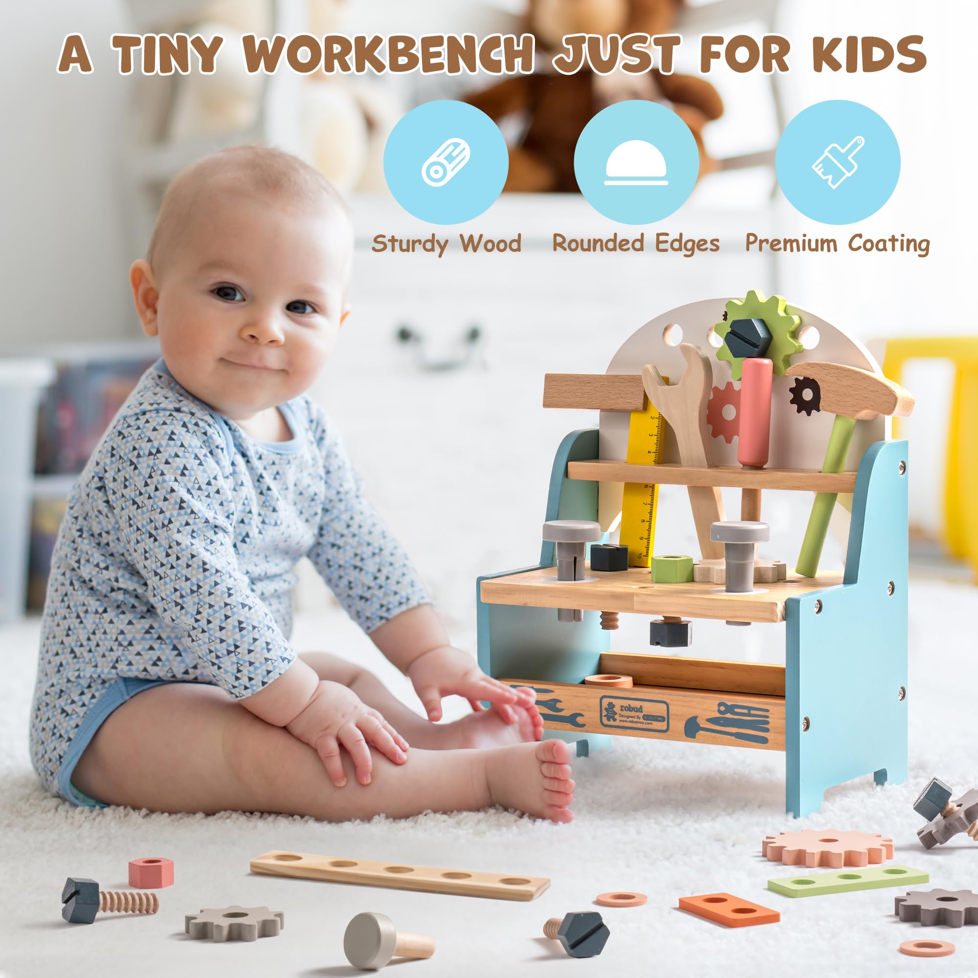 ROBUD Mini Wooden Play Tool Wo - Woodworking Shops ulasan dan harga